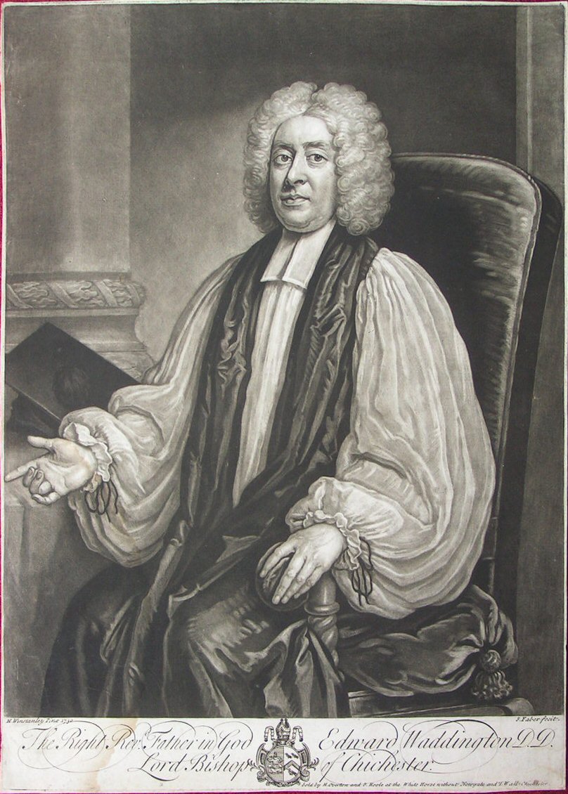 Mezzotint - The Right Rev. Father in God Edward Waddington D.D. Lord Bishop of Chichester. - Faber